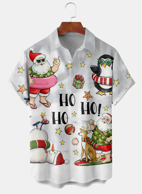 Men's Christmas Funny Graphic Short Sleeve Hawaiian Shirt
